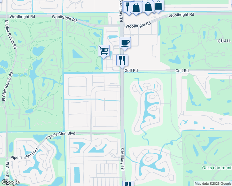 map of restaurants, bars, coffee shops, grocery stores, and more near 5042 Glenville Drive in Boynton Beach