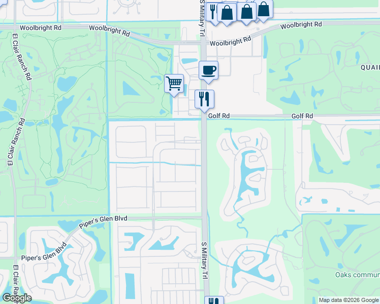 map of restaurants, bars, coffee shops, grocery stores, and more near 5058 Glenville Drive in Boynton Beach