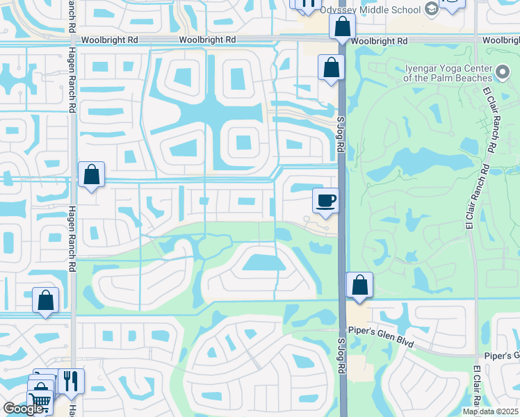 map of restaurants, bars, coffee shops, grocery stores, and more near 6815 Lismore Ave in Boynton Beach