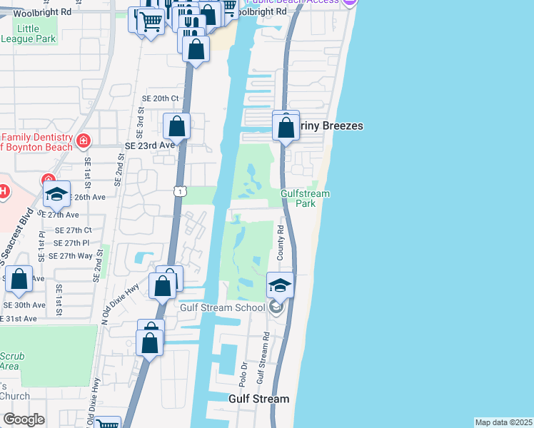 map of restaurants, bars, coffee shops, grocery stores, and more near 200 Little Club Road in Delray Beach