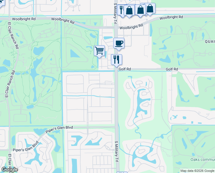 map of restaurants, bars, coffee shops, grocery stores, and more near 5042 Glenville Drive in Boynton Beach