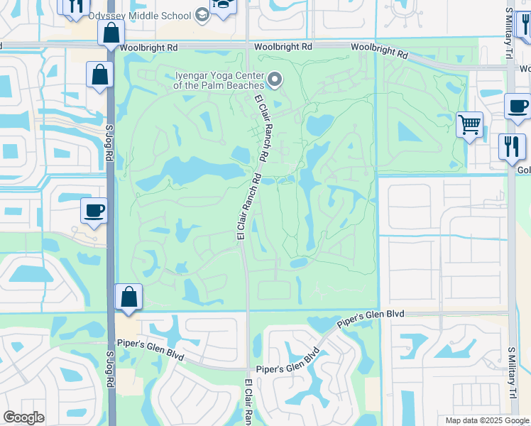 map of restaurants, bars, coffee shops, grocery stores, and more near 11594 Briarwood Circle in Boynton Beach