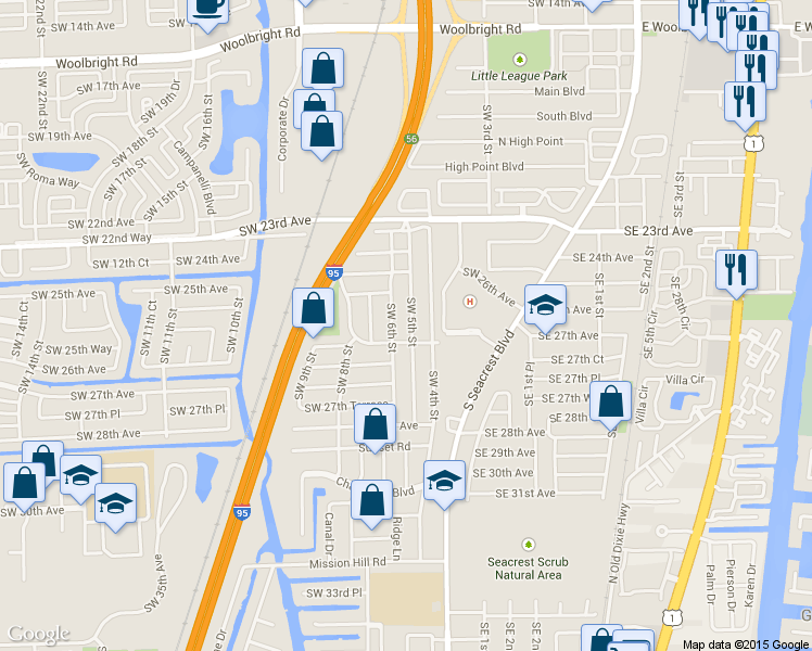 map of restaurants, bars, coffee shops, grocery stores, and more near 2709 Southwest 5th Street in Boynton Beach