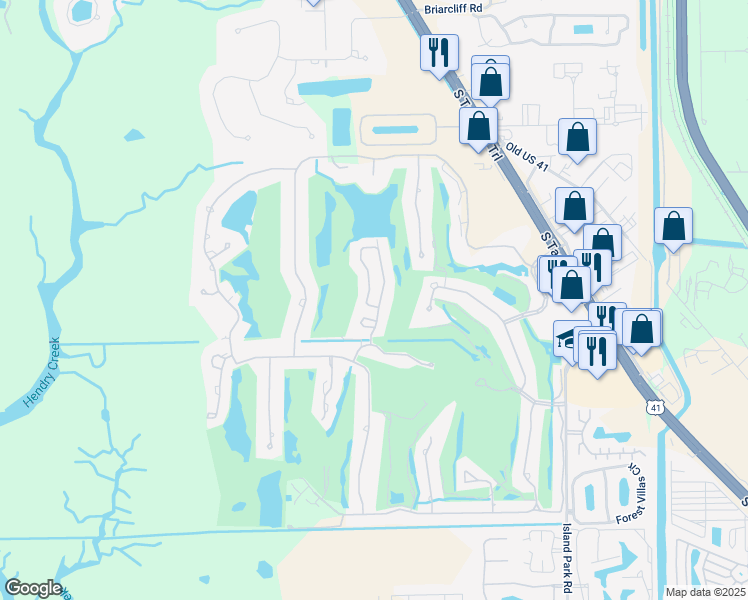 map of restaurants, bars, coffee shops, grocery stores, and more near 16350 Fairway Woods Drive in Fort Myers