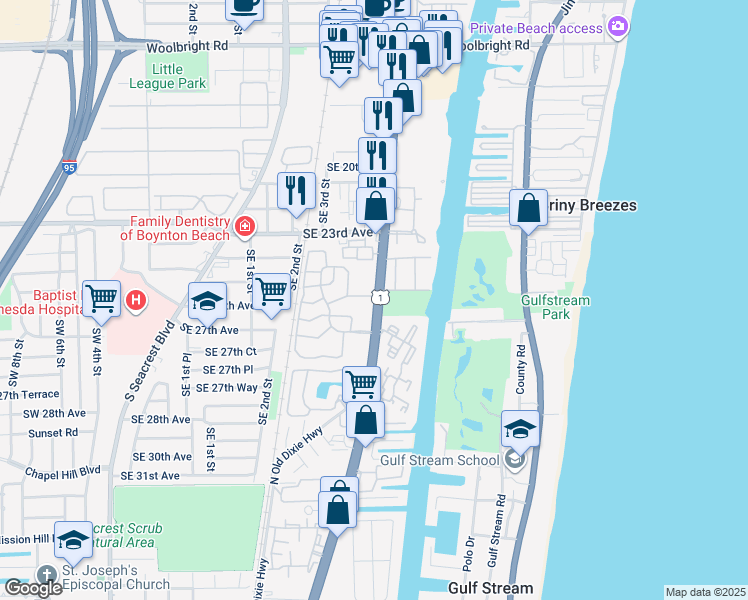 map of restaurants, bars, coffee shops, grocery stores, and more near 2617 U.S. 1 in Boynton Beach