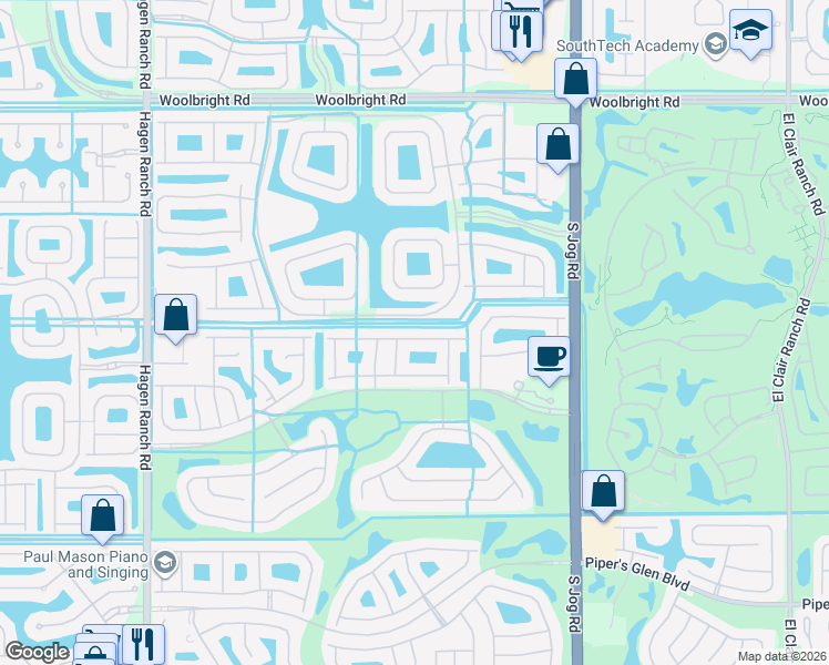 map of restaurants, bars, coffee shops, grocery stores, and more near 6877 Castlemaine Avenue in Boynton Beach