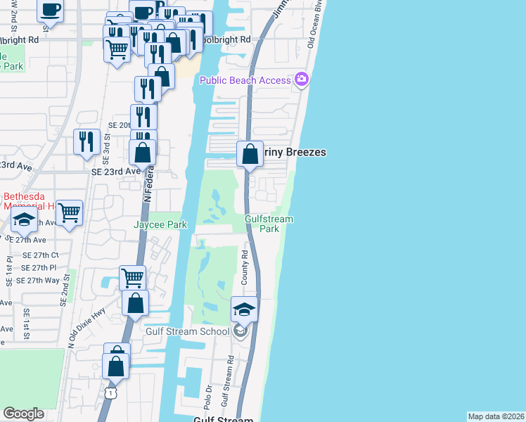 map of restaurants, bars, coffee shops, grocery stores, and more near 7 Belair Drive in Boynton Beach