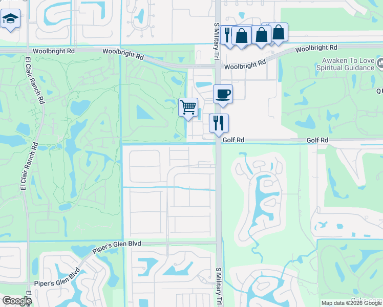 map of restaurants, bars, coffee shops, grocery stores, and more near 11554 Spring Oak Avenue in Boynton Beach