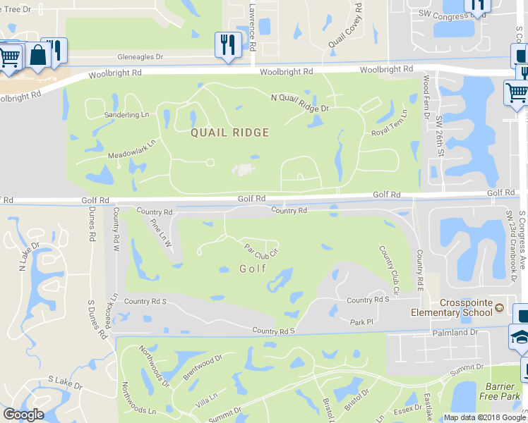 map of restaurants, bars, coffee shops, grocery stores, and more near 24 Country Road in Boynton Beach