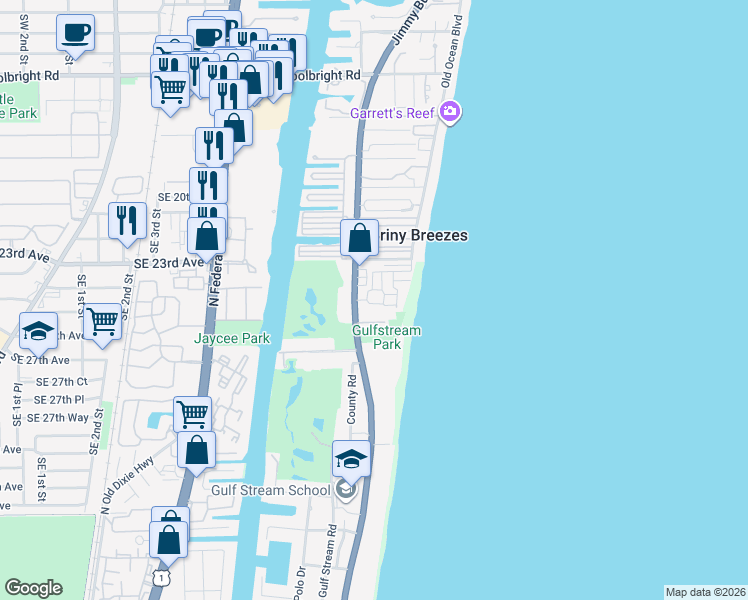 map of restaurants, bars, coffee shops, grocery stores, and more near 4603 East Lane in Boynton Beach