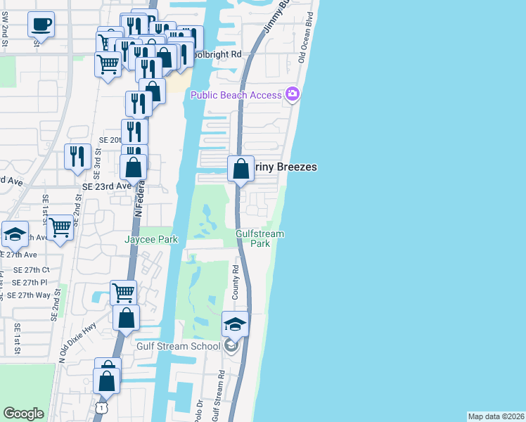 map of restaurants, bars, coffee shops, grocery stores, and more near 204 Coral Road in Boynton Beach