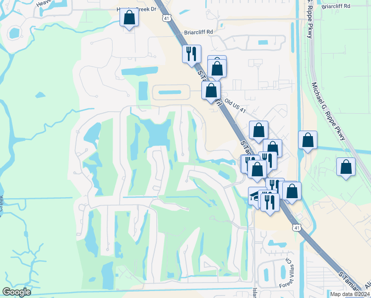 map of restaurants, bars, coffee shops, grocery stores, and more near 16592 Bear Cub Court in Fort Myers