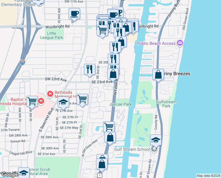 map of restaurants, bars, coffee shops, grocery stores, and more near 1208 Coastal Bay Boulevard in Boynton Beach