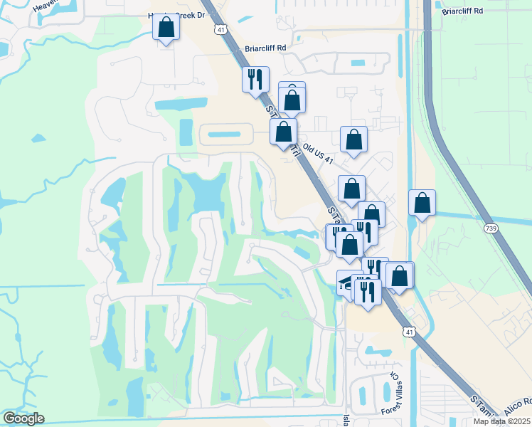 map of restaurants, bars, coffee shops, grocery stores, and more near 16592 Bear Cub Court in Fort Myers