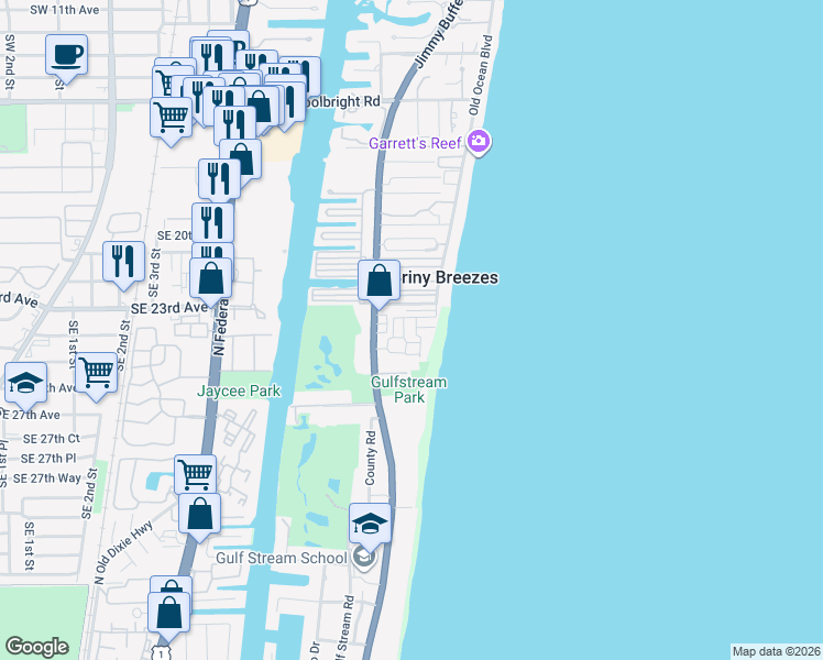 map of restaurants, bars, coffee shops, grocery stores, and more near 4620 Streamaire Lane in Boynton Beach