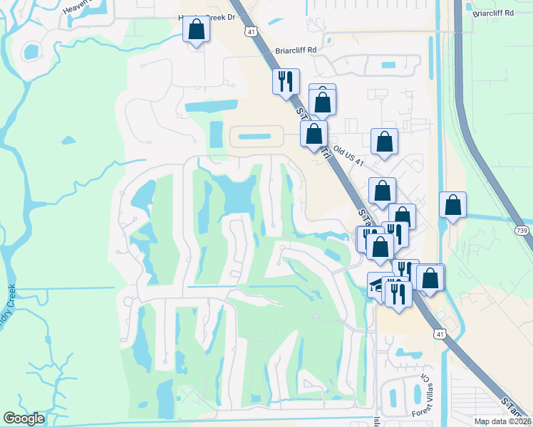 map of restaurants, bars, coffee shops, grocery stores, and more near 16589 Bear Cub Court in Fort Myers