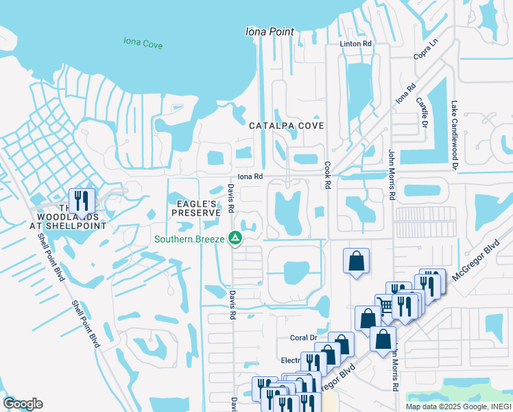 map of restaurants, bars, coffee shops, grocery stores, and more near 13539 Harbour Ridge Drive in Fort Myers