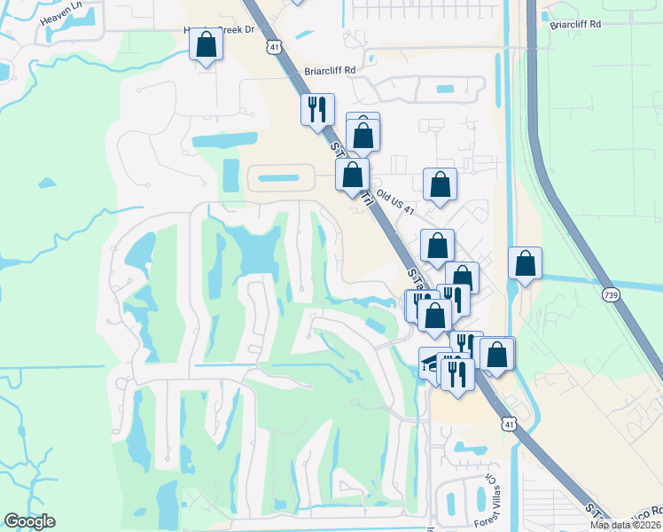 map of restaurants, bars, coffee shops, grocery stores, and more near 16592 Bear Cub Court in Fort Myers