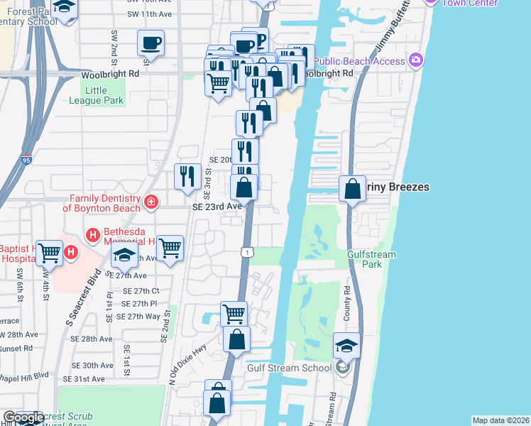 map of restaurants, bars, coffee shops, grocery stores, and more near 1405 Tuscany Way in Boynton Beach