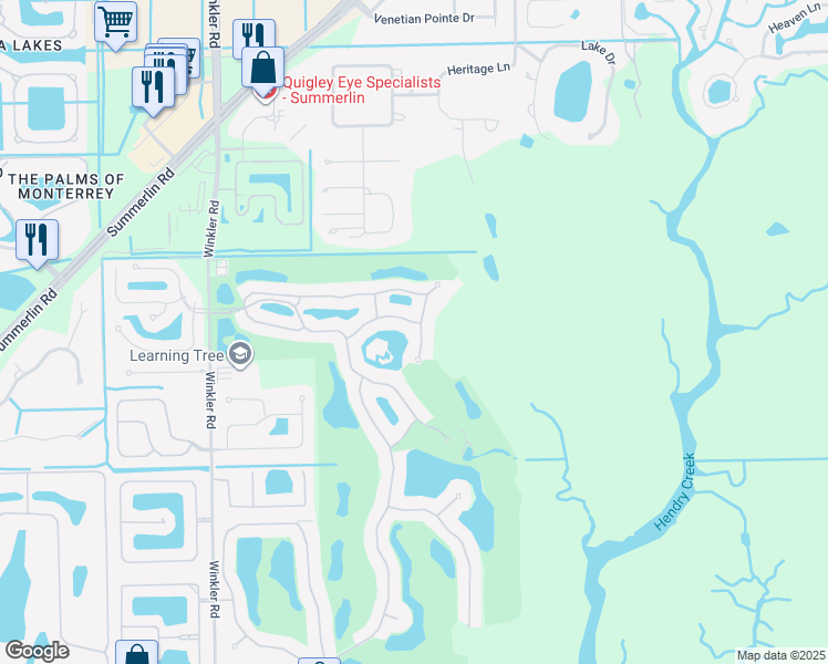 map of restaurants, bars, coffee shops, grocery stores, and more near 8895 Dartmoor Way in Fort Myers