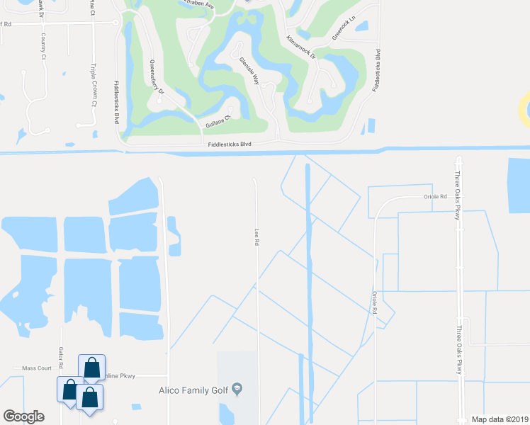 map of restaurants, bars, coffee shops, grocery stores, and more near Business Park Drive in Fort Myers