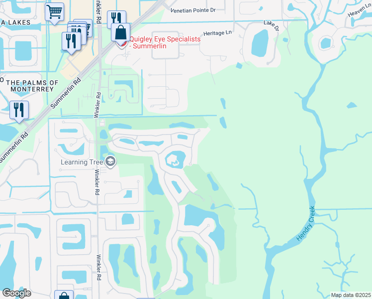 map of restaurants, bars, coffee shops, grocery stores, and more near 8895 Dartmoor Way in Fort Myers