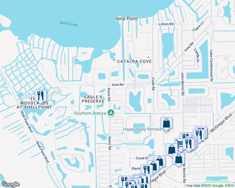 map of restaurants, bars, coffee shops, grocery stores, and more near 13570 Harbour Ridge Drive in Fort Myers