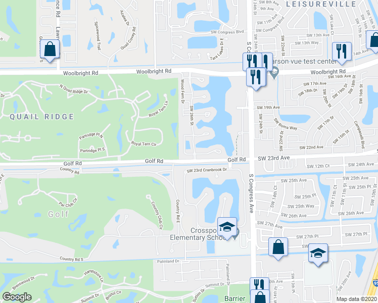 map of restaurants, bars, coffee shops, grocery stores, and more near 2305 Aspen Way in Boynton Beach