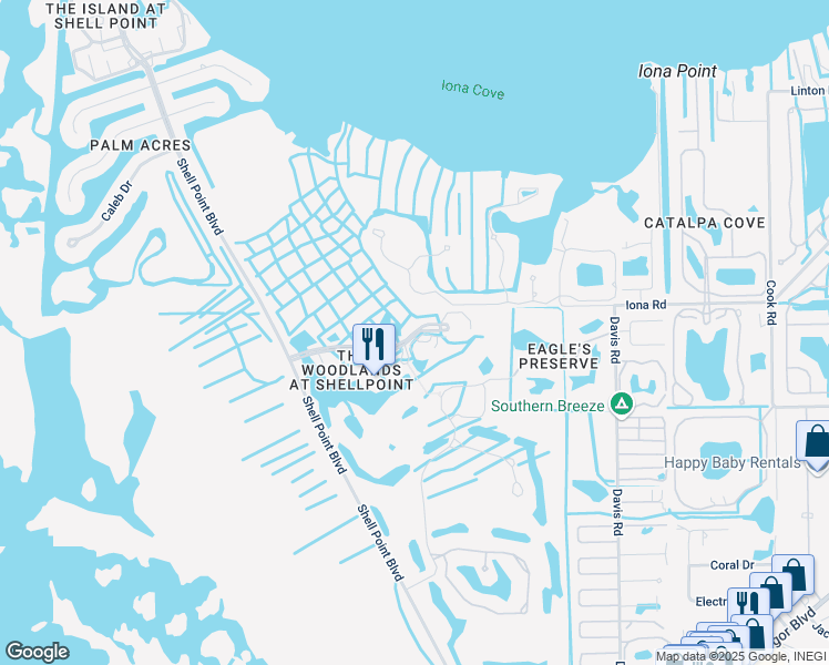 map of restaurants, bars, coffee shops, grocery stores, and more near 13871 Blenheim Trail Road in Fort Myers