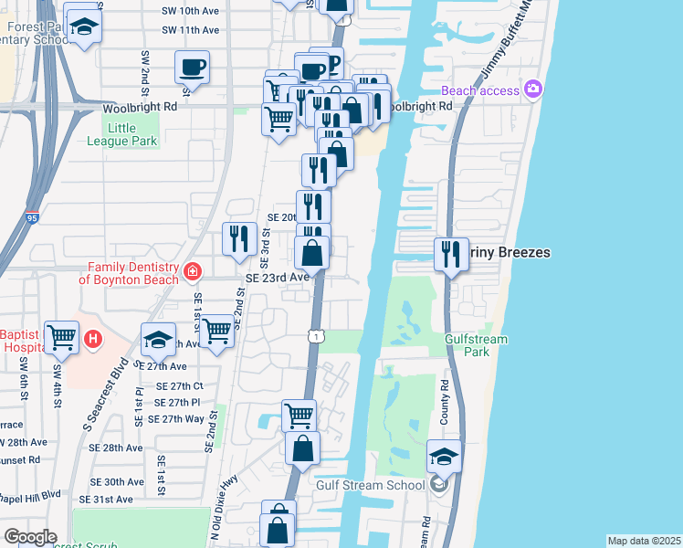 map of restaurants, bars, coffee shops, grocery stores, and more near 4410 Tuscany Way in Boynton Beach