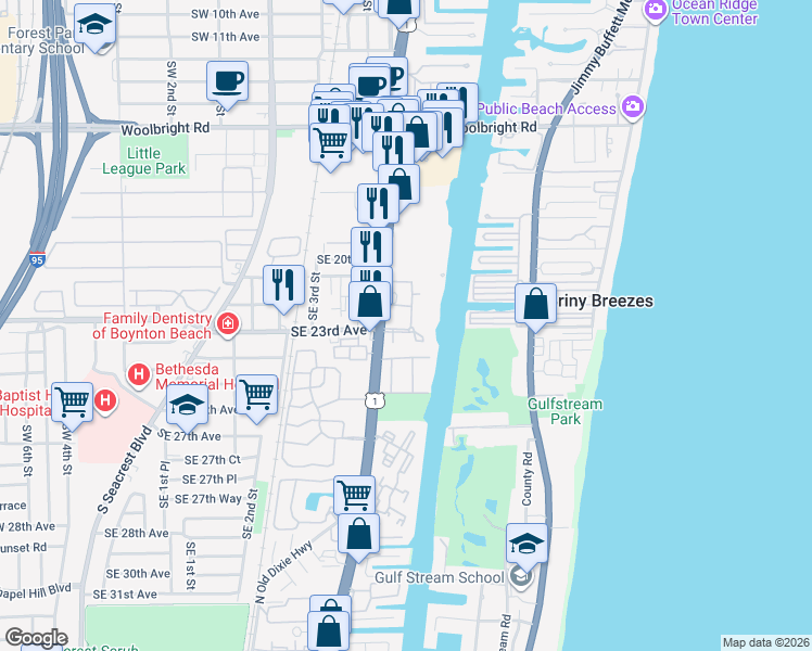 map of restaurants, bars, coffee shops, grocery stores, and more near 3415 Tuscany Way in Boynton Beach