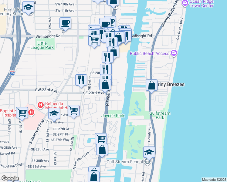 map of restaurants, bars, coffee shops, grocery stores, and more near 2311 U.S. 1 in Boynton Beach