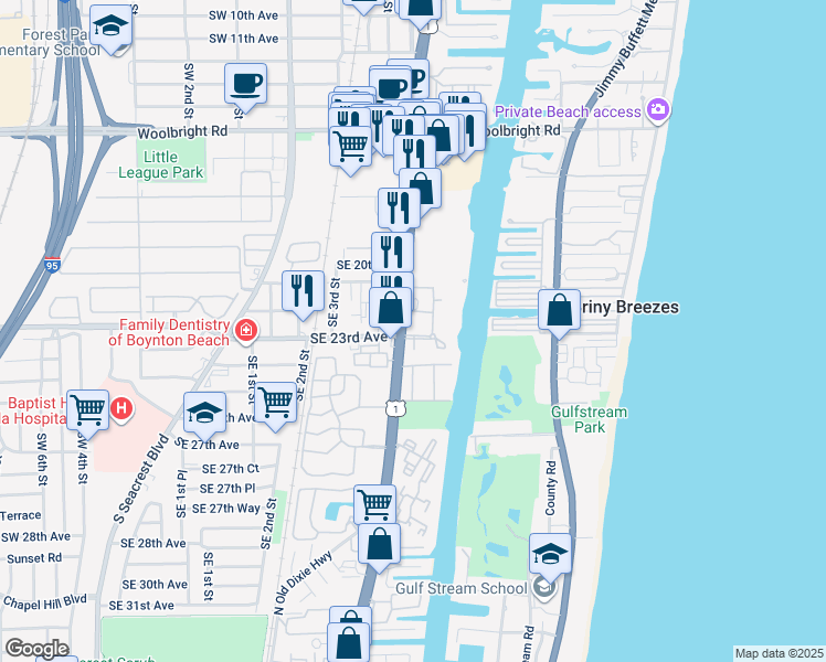 map of restaurants, bars, coffee shops, grocery stores, and more near 2311 U.S. 1 in Boynton Beach