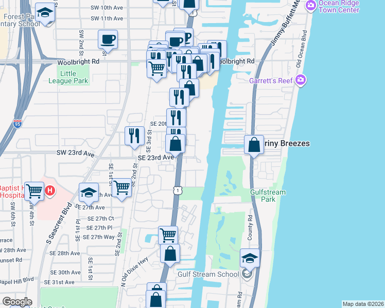 map of restaurants, bars, coffee shops, grocery stores, and more near 4410 Tuscany Way in Boynton Beach