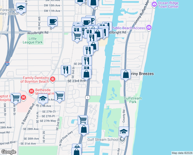 map of restaurants, bars, coffee shops, grocery stores, and more near 4410 Tuscany Way in Boynton Beach