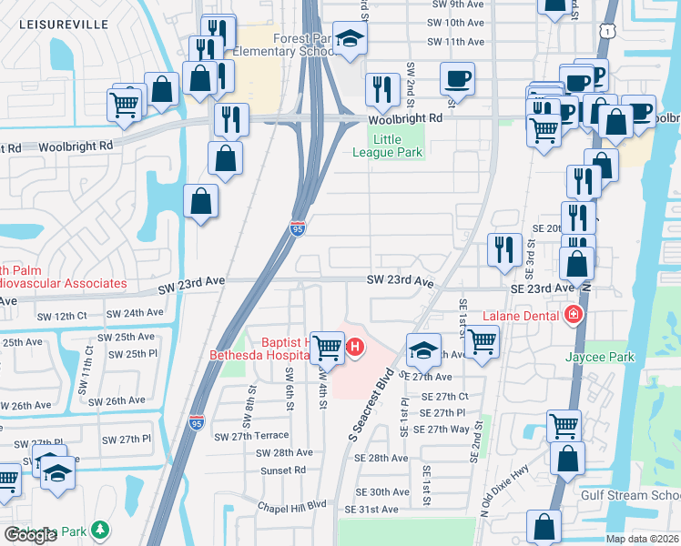 map of restaurants, bars, coffee shops, grocery stores, and more near 370 High Point Court in Boynton Beach