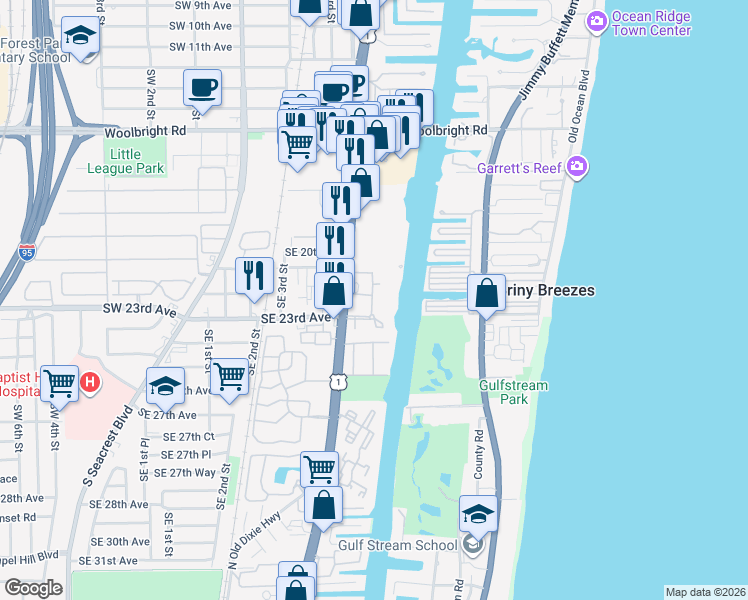 map of restaurants, bars, coffee shops, grocery stores, and more near 4410 Tuscany Way in Boynton Beach