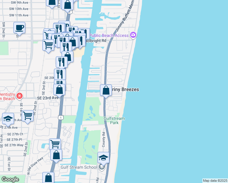 map of restaurants, bars, coffee shops, grocery stores, and more near f14 Ruthmary Avenue in Briny Breezes