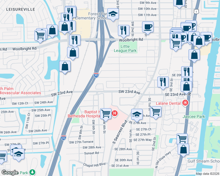 map of restaurants, bars, coffee shops, grocery stores, and more near 360 High Point Court in Boynton Beach