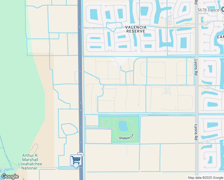 map of restaurants, bars, coffee shops, grocery stores, and more near Shalom Lane in Boynton Beach