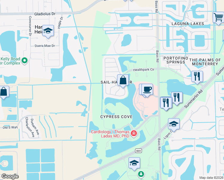 map of restaurants, bars, coffee shops, grocery stores, and more near 9837 Catena Way in Fort Myers