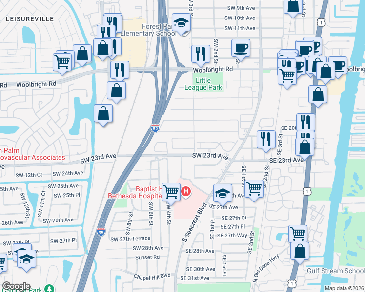 map of restaurants, bars, coffee shops, grocery stores, and more near 370 High Point Court in Boynton Beach