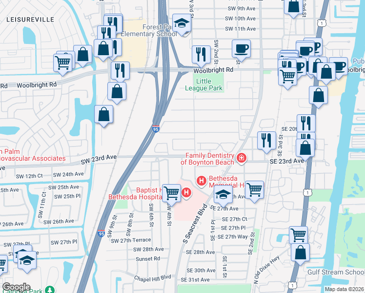 map of restaurants, bars, coffee shops, grocery stores, and more near 370 High Point Court in Boynton Beach
