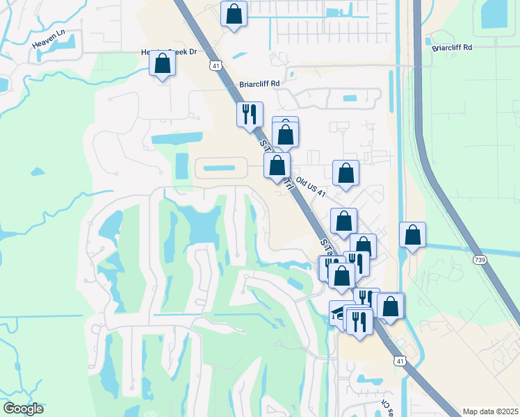 map of restaurants, bars, coffee shops, grocery stores, and more near 16568 Bear Cub Court in Fort Myers