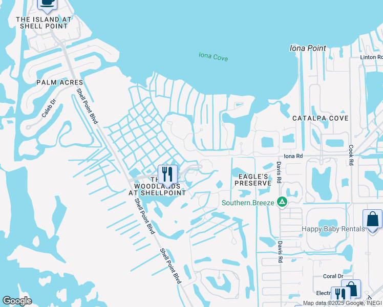map of restaurants, bars, coffee shops, grocery stores, and more near 13871 Blenheim Trail Road in Fort Myers