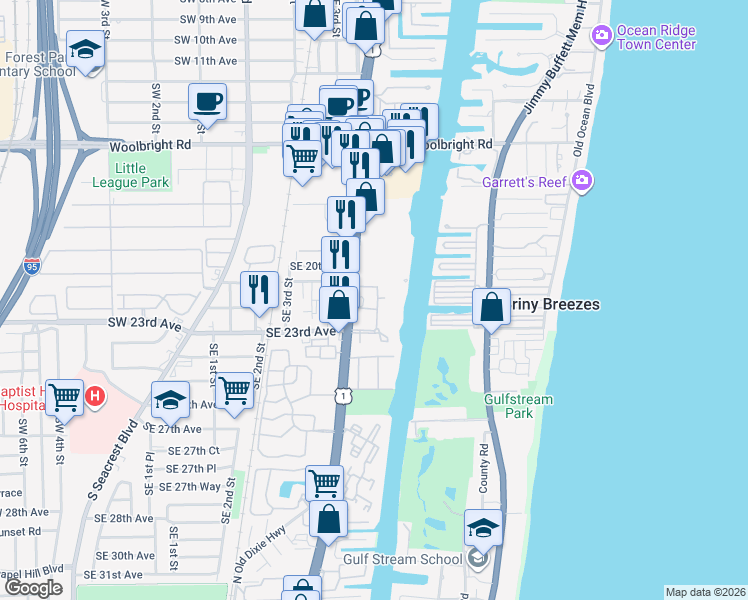 map of restaurants, bars, coffee shops, grocery stores, and more near 3417 Tuscany Way in Boynton Beach