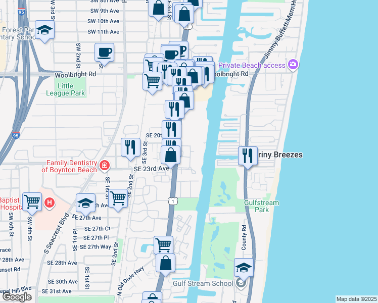 map of restaurants, bars, coffee shops, grocery stores, and more near 1312 Tuscany Way in Boynton Beach