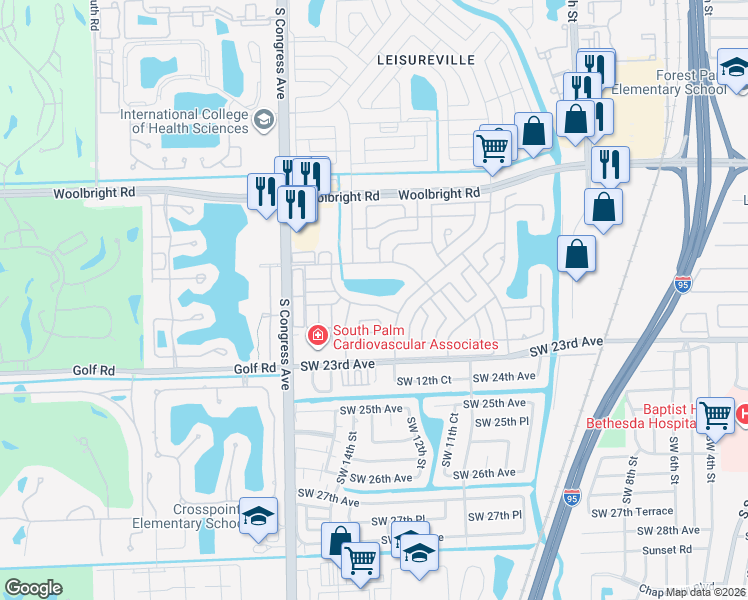 map of restaurants, bars, coffee shops, grocery stores, and more near 2003 Southwest Roma Way in Boynton Beach