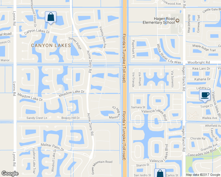map of restaurants, bars, coffee shops, grocery stores, and more near Cantabria Falls Drive in Boynton Beach