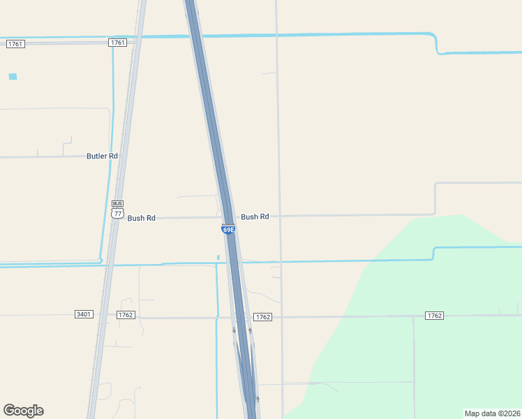 map of restaurants, bars, coffee shops, grocery stores, and more near 14926 Bush Road in Raymondville